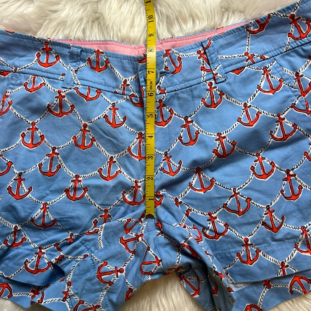 Lilly Pulitzer Womens Callahan Hot Pants Blue Red Anchor Pockets 100% Cotton 4 - Picture 5 of 8